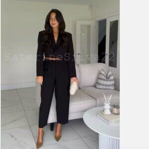 NWT ZARA PLEATED ANKLE PANTS BLACK